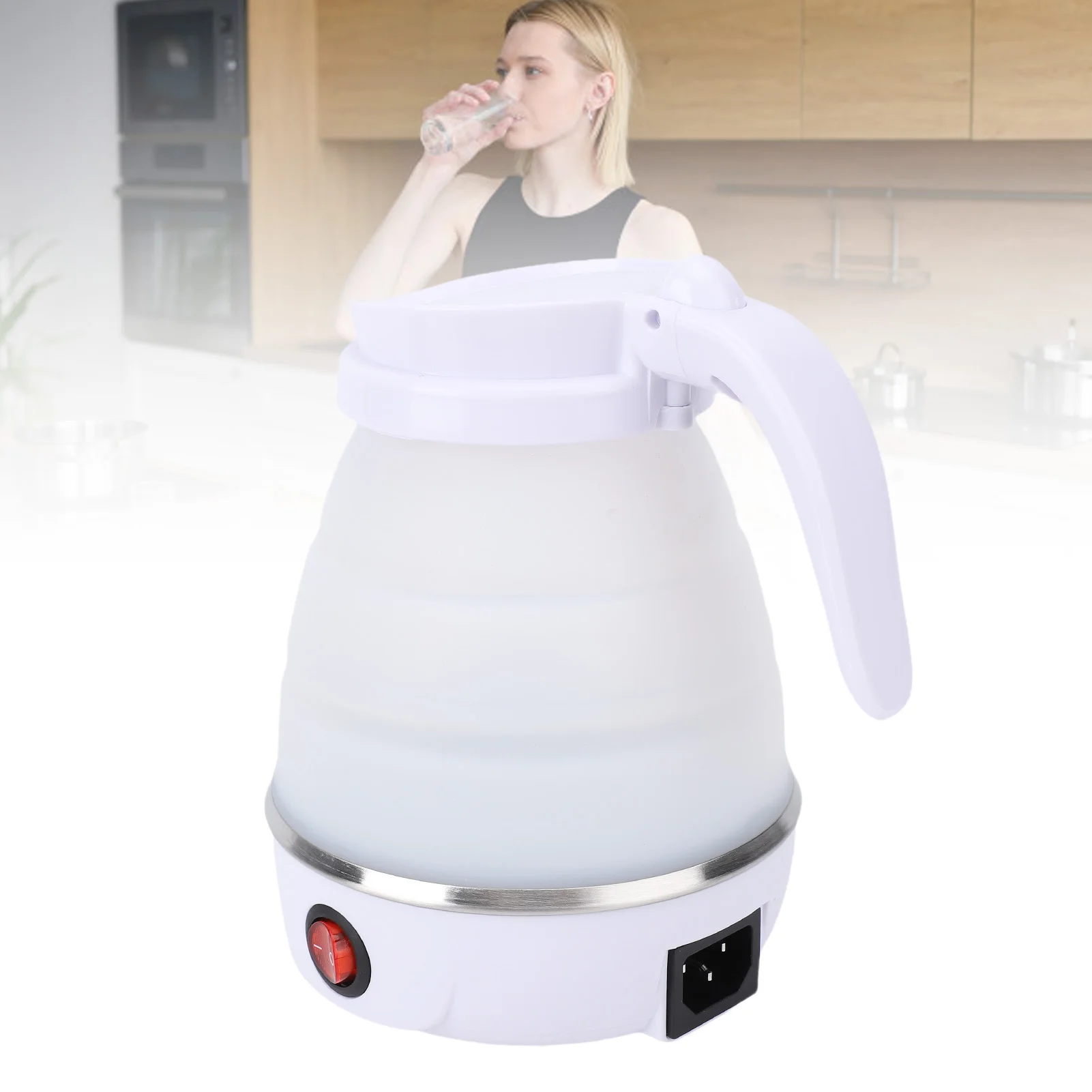 غلاية كهربائية للسفر 600 وات غلاية كهربائية قابلة للطي 600 مل محمولة فعالة 6 دقائق سريعة مسلوقة للسفر والتخييم والاستخدام المنزلي #2