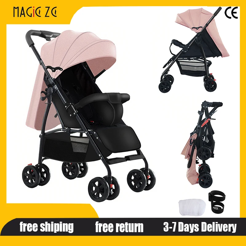 

Компактная складная детская коляска, легкая дизайнерская дорожная коляска с навесом от солнца и корзиной для хранения, новинка для новорожденных