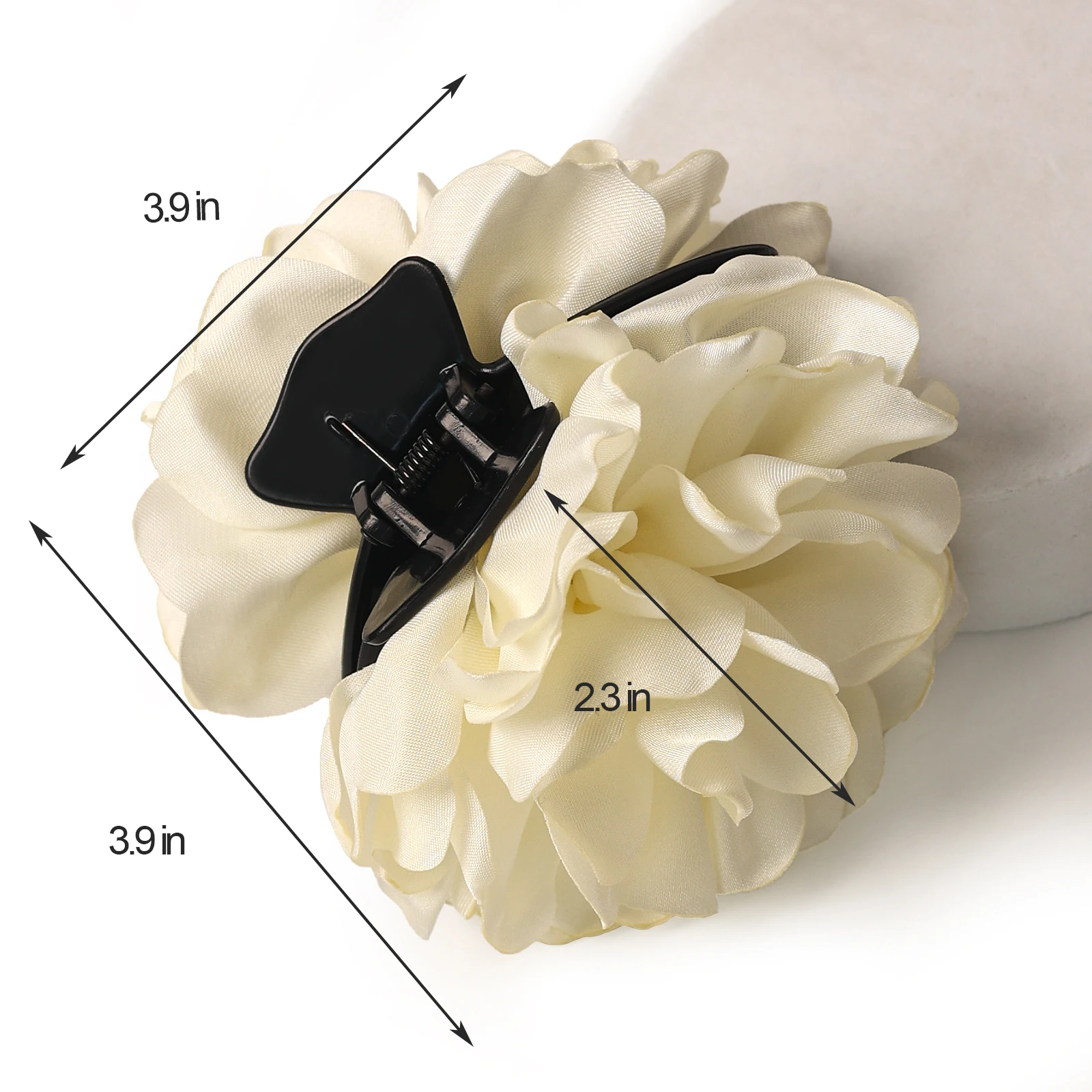 New French Camellia Flower Solid Color Satin Hair Claw Clip for Girls Elegant and Romantic Hairpin Clip Hair Accessories