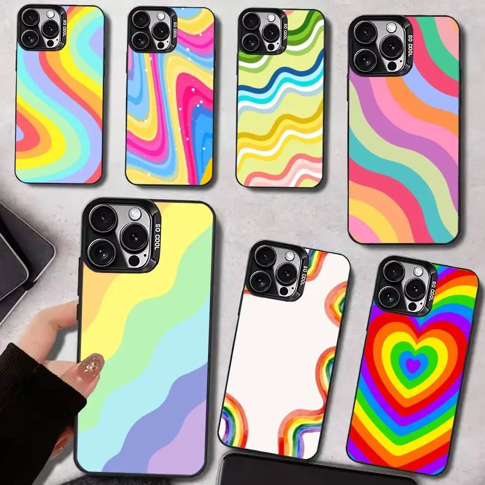 

Vibrant Colorful Beauty Rainbow Stripe Phone Case For iPhone17,16,15,14,13,12,11 Plus,Pro Max Black Candy Matte Shockproof Cover