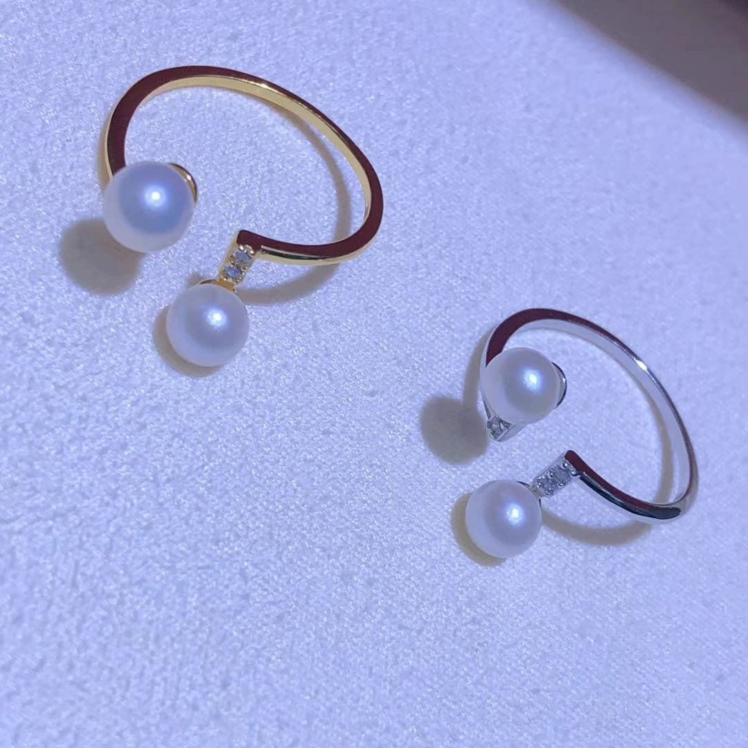 

Оптовая продажа, регулируемое кольцо из стерлингового серебра 925 пробы, настройки, фурнитура, крепления, аксессуары, детали для жемчуга 5-6 мм, 5 шт./лот