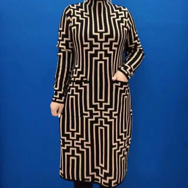 Loose New Thick Long Mom\'s High-end Age Reducing Western-style Knee Length Bottom Dress