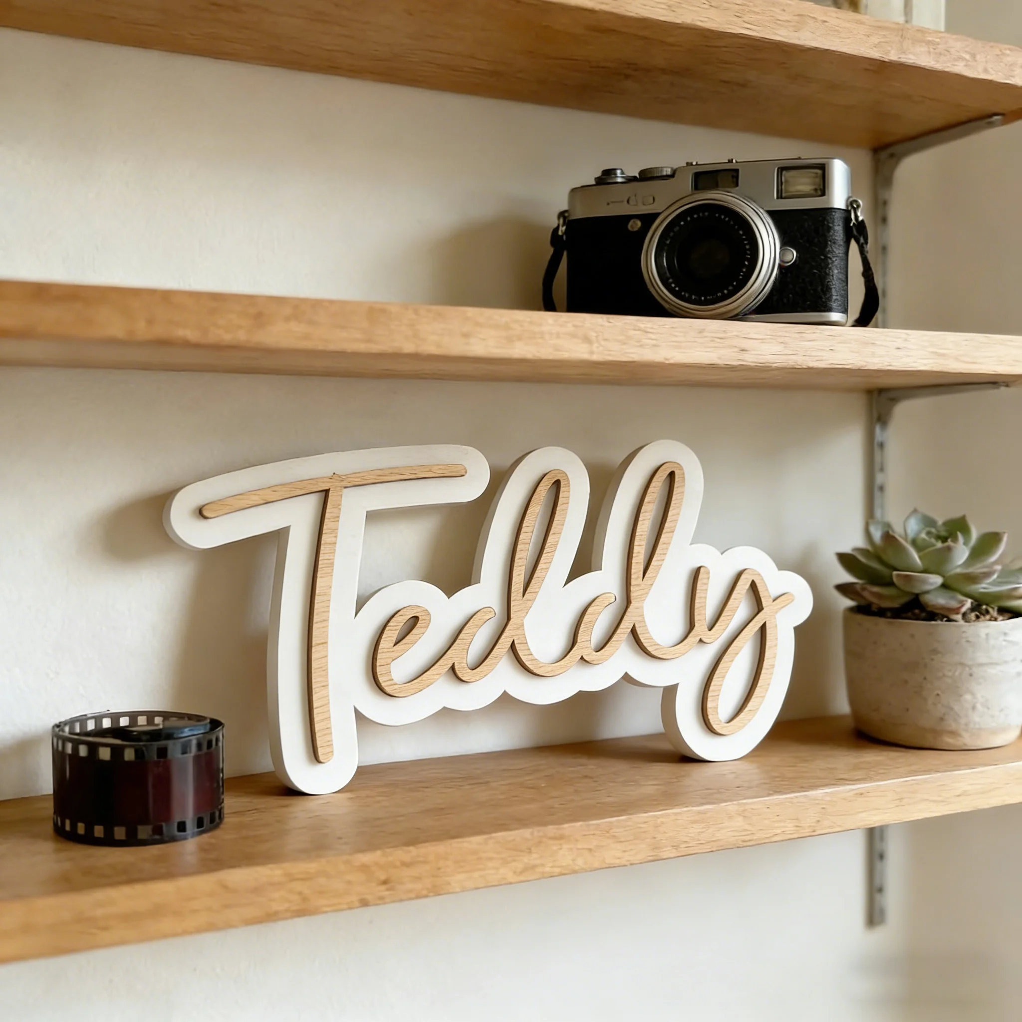 1Pc Custom Name Cute White Wooden Name Plaque,Home Room Office Wall Door Decor,DIY Paintable,Nursery Birthday Wedding Gift