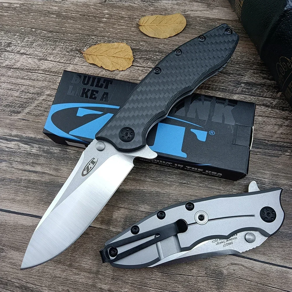 

ZT 0562 Folding Pocket Knife Carbon Fiber Handle Hunting Survival Knives D2 Blade Camping Jackknife Folder Tools