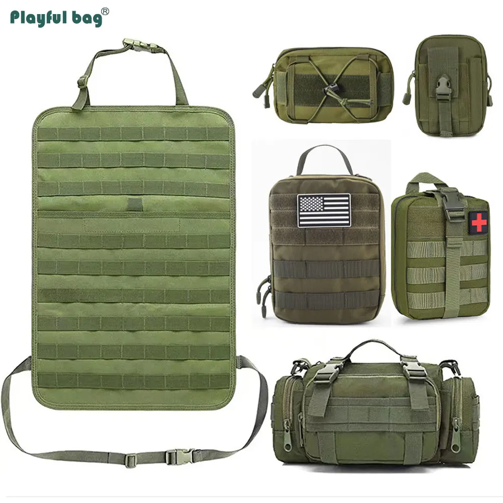 Car Back Seat Tactical Storage Bag Set Travel Multifunctional Molle Pouch Medical Hanging Bags AVA267