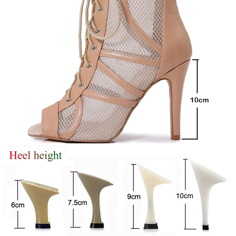 Women's Latin Salsa Tango High Heel Dance Shoes Breathable Summer Outdoor Sports Ballroom Party Complexion Tango Boots