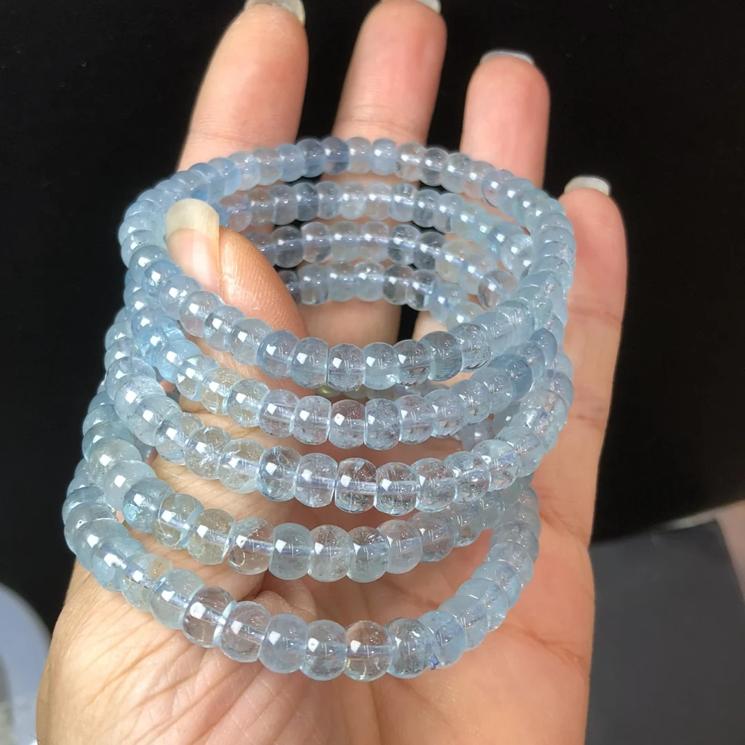 

1 шт. Fengbaowu натуральный синий топаз браслет 6 мм бусины счеты Рейки целебный камень модные ювелирные изделия подарок для женщин