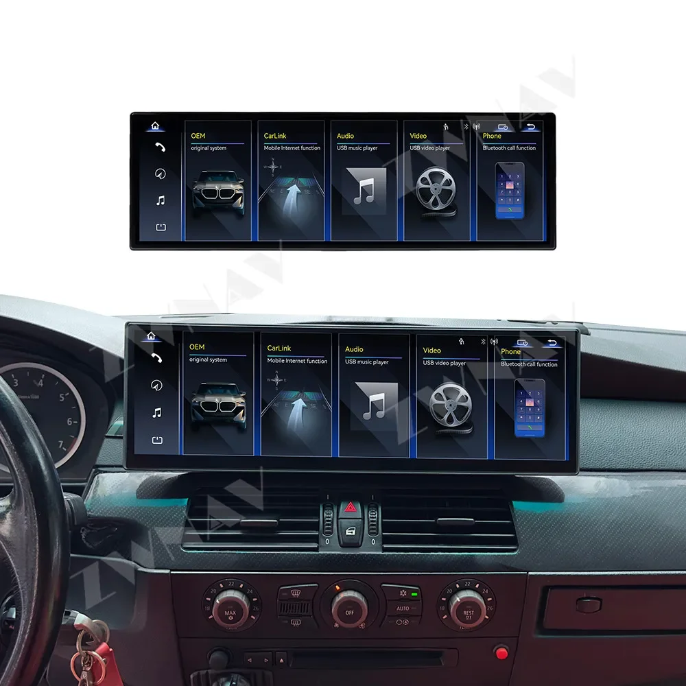 14.9 Inch HD IPS Linux Car Stereo for BMW 5 Series E60 E61 2003-2010 Wireless CarPlay Android Auto GPS Navigation