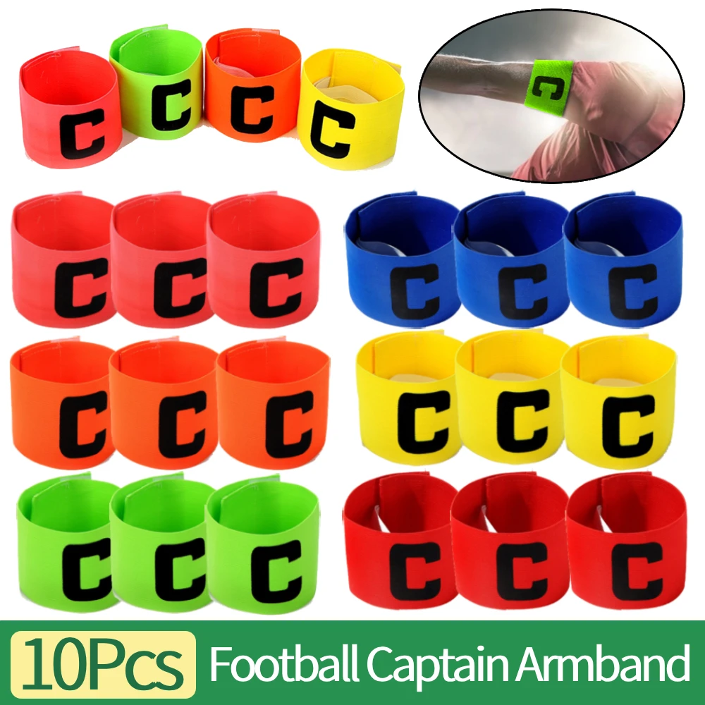 

10Pcs Leader Match Football Armband Professional Captain Arm Band Bracelet Nylon Adjustable Bright Color Soccer Training Gear