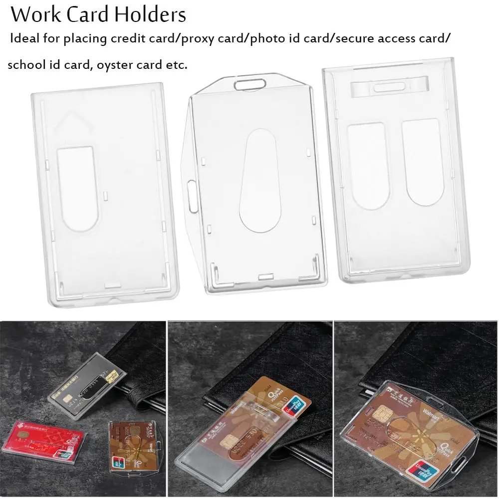 Hard Plastic Office School Multi-use Protector Cover ID Business Case Work Card Holders ID Card Pouch Card Sleeve Name Card