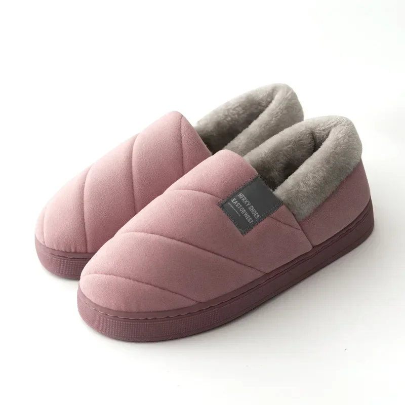 Big Size 48 49 Women Men Couple Slippers Winter Warm Furry Slipper Comfort Home Floor Shoes Indoor Bedroom Stripe Plush Slides