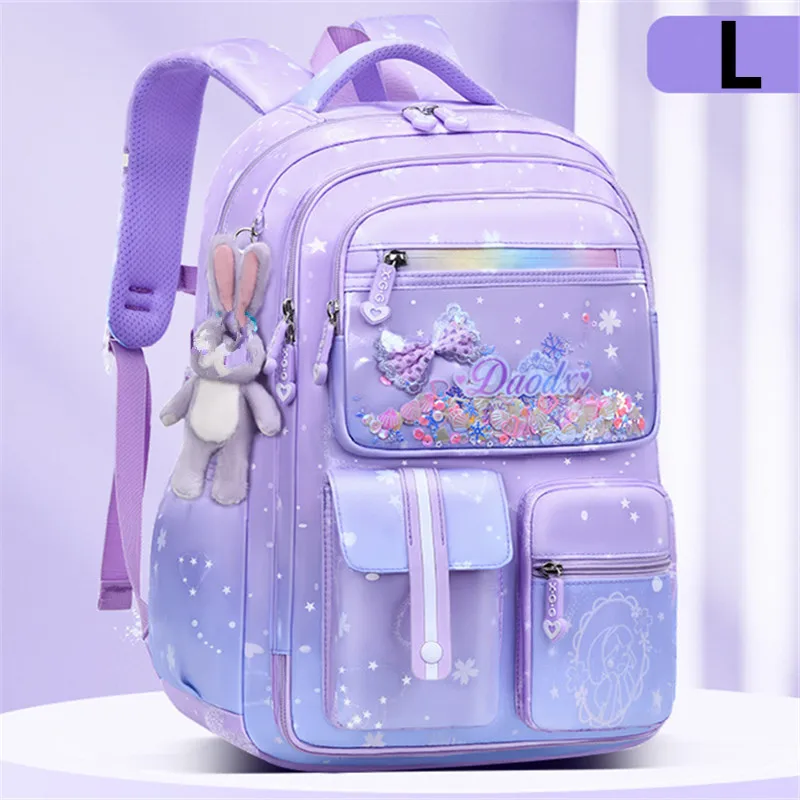 Primäre Bogen knoten Schult asche mit Kaninchen anhänger für Mädchen Orthopädie Kinder rucksack kawaii wasserdichte Schult asche Nylon rucksäcke