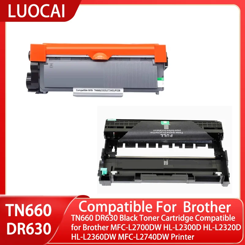 TN660 DR630 Black Toner Cartridge Compatible for Brother MFC-L2700DW HL-L2300D HL-L2320D HL-L2360DW MFC-L2740DW Printer