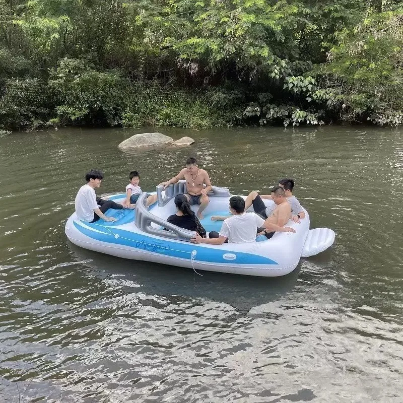 6-Person Inflatable Canoe Raft Boat, Outdoor Party Water Leisure Inflatable Yacht