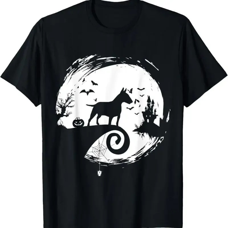 Bull Terrier Halloween Costume Bully Moon Silhouette T Shirt