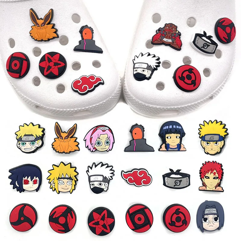 1Pcs Naruto  Anime Charms Shoe Buckle Kakashi Sasuke DIY Cartoon Charm Shoe Accessories Kids Christmas Birthday Gifts