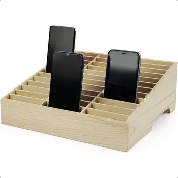 36Grid Dřevěný držák na mobilní telefon Stolní organizér Úložný box pro učebnu Kancelář 36Grid 10 nejlepší prodej dřevěný držák na mobilní telefon - №5