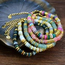 Colorful Natural Stone Mixed Gemstone Beaded Bracelet Bohemian Women's Fashionable And Sweet Summer Holiday Accessories