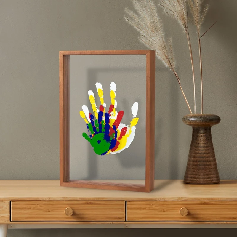 Top-Clear Family Handprint Kit - Gifts For New Parents Create Lasting DIY Crafts Keepsake Wooden Frame Includes Paint Color