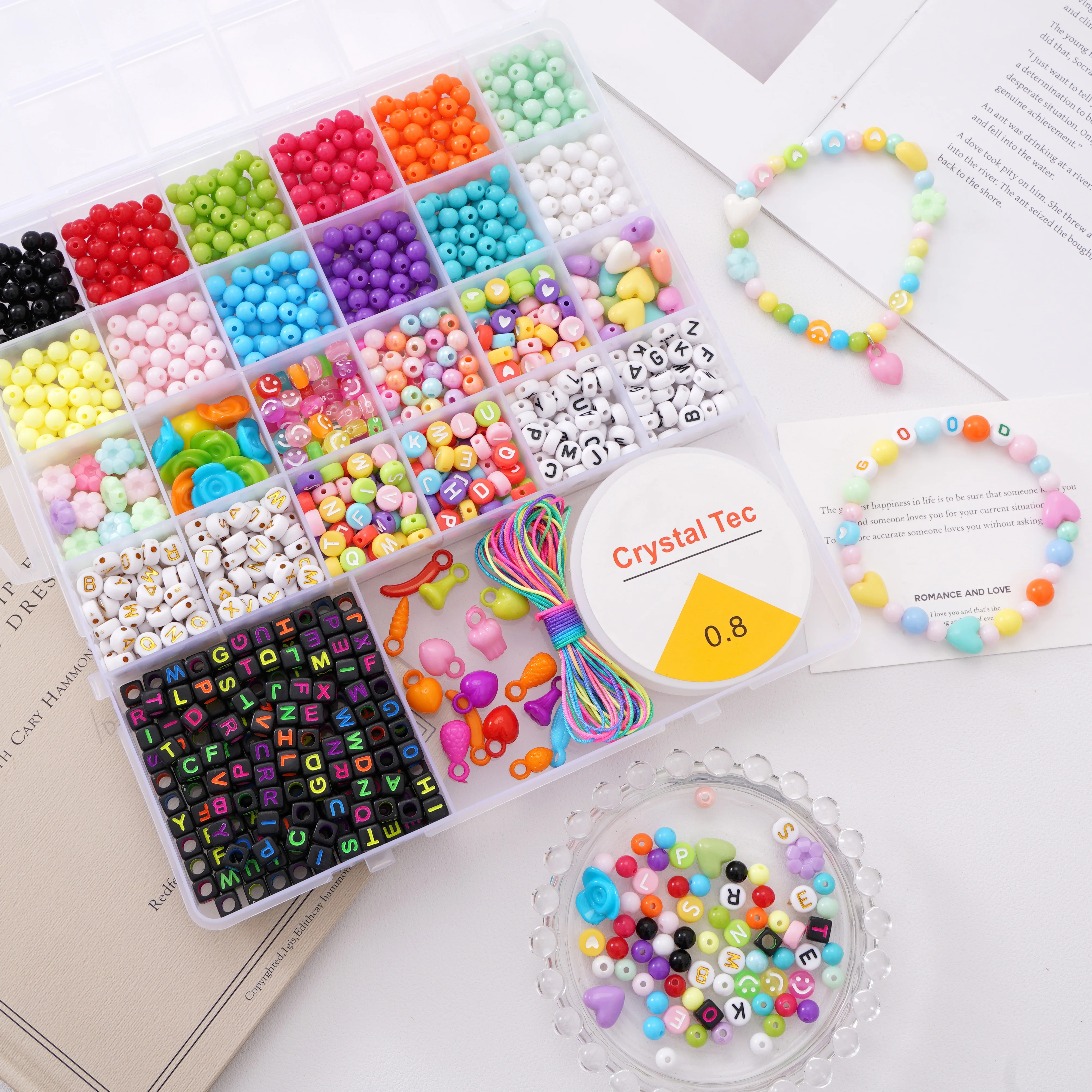 

DIY Handmade Beaded Children's Toys Creative Loose Spacer Beads Making Bracelet Necklace 26 Grid Girl Jewelry Set Girl Toy Gift