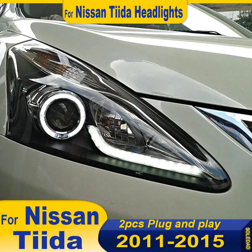 Car for Nissan Tiida 2011 2012 2013 2014 2015 LED Headlight DRL Running Turn Signal Light Led Projector Accessorie Plug and play