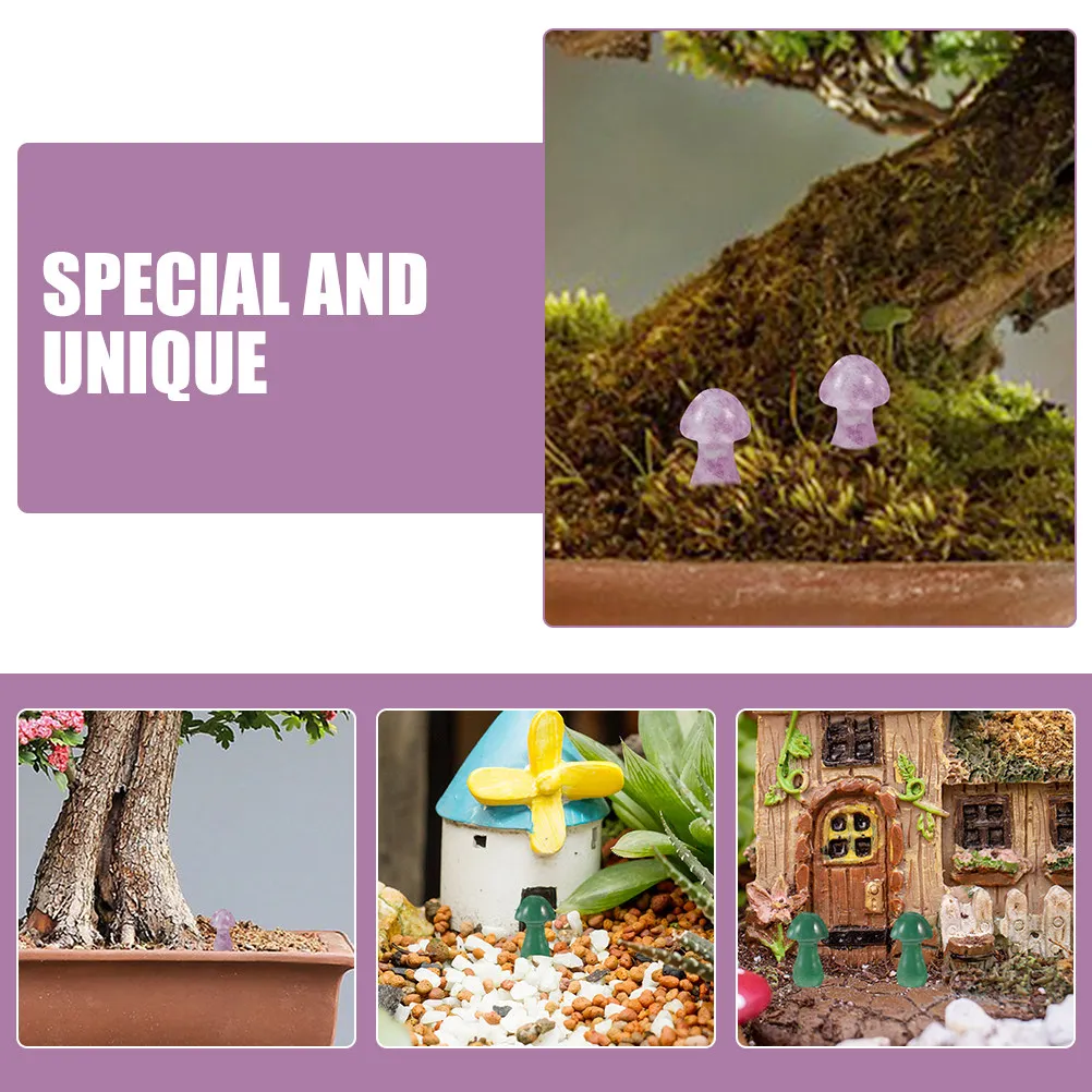 4pcs Natural Stone Mushroom Decorations Garden Lawn Party Mini Stone Ornament Rustic Landscaping Adornments Micro Landscape Gift