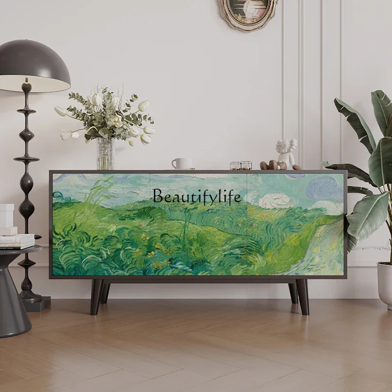 

LXClassic green field solid wood side cabinet integrated against the wall Home modern lockerSSS