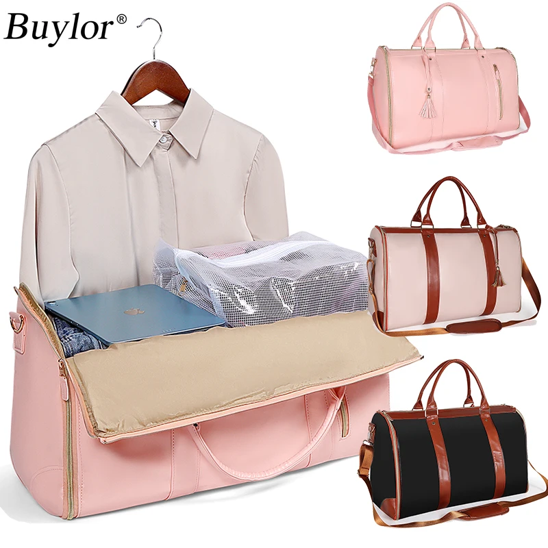 Buylor VIP for PU Folding Suitbag Women\'s Handbag Large Capacity Travel Duffle Bag Waterproof Clothes Totes Outdoor Fitness Bags