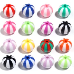 10-20Pcs/Lot 12-20mm Round Acrylic Beads Stripe Spacer Loose Beads Big Hole For DIY Crafts Ornament Making Clothing Accessories