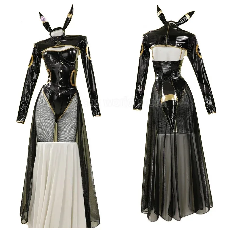 

Anime Umbreon Bunny Cosplay Costume Women Kawaii Sexy Leather Bodysuit Socks Hairband Suit Little bee Jumpsuit Halloween Clothes