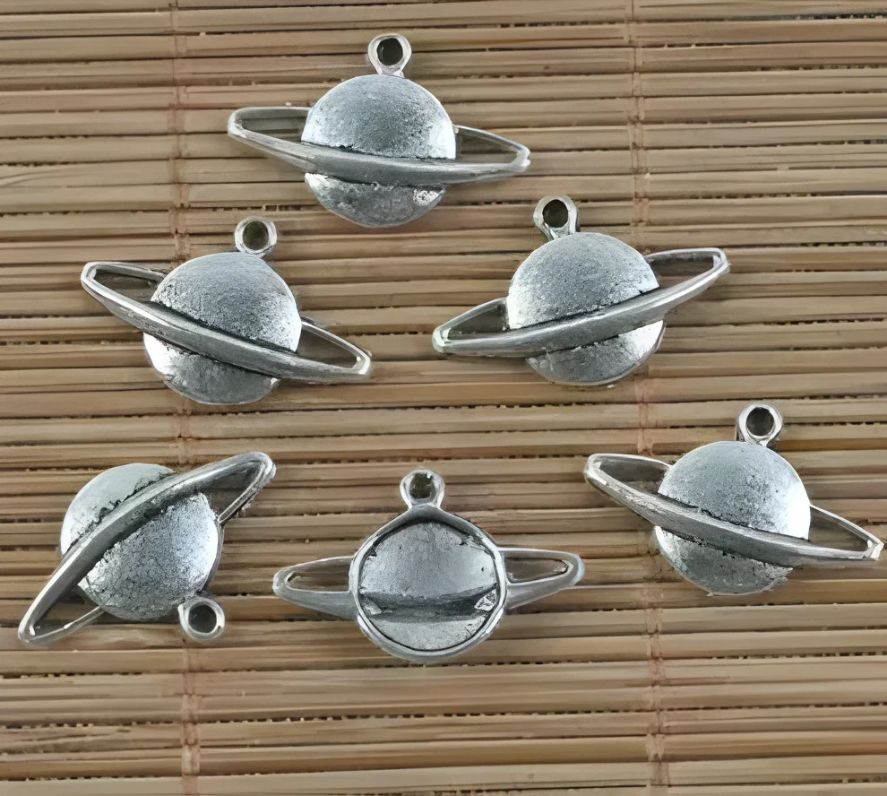 

25pcs 20x13mm,hole:1mm Alloy matel tibetan silver planet pendant HWH0187