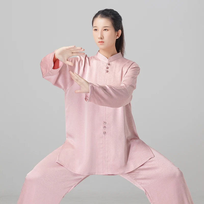 Shiny Lustrous Tai Chi Suit Fluid Drape Kung Fu Uniform for Men Women Performance Martial Arts Clothing Loose Comfort Fit