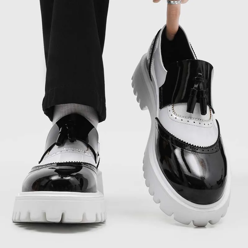 

Size 38-46 Thick-soled Men Fringed Shoes Black Color Men Casual Comfortable Anti-slip Fashionable Loafers Brand Shoes