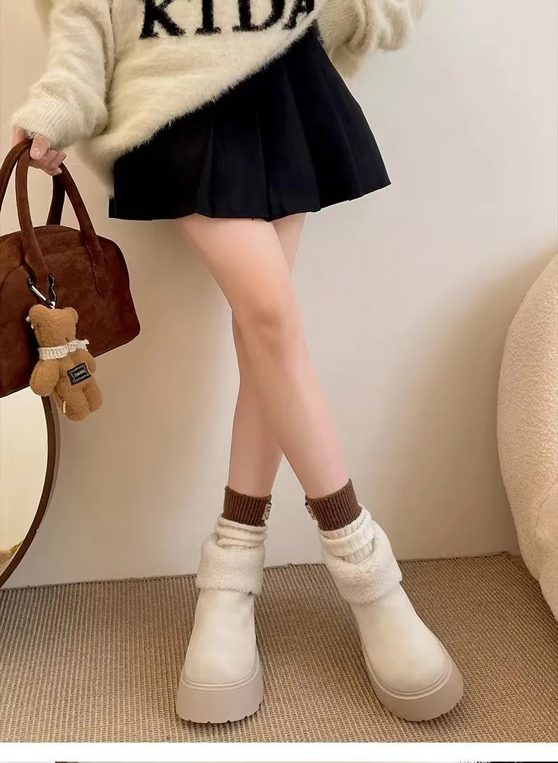 2025 موضة جديدة نمط تنوعا الغضب سميكة القاع الثلوج الأحذية قصيرة الساق الأحذية النسائية أفخم سميكة الإسفنج أسفل أحذية قطنية #1