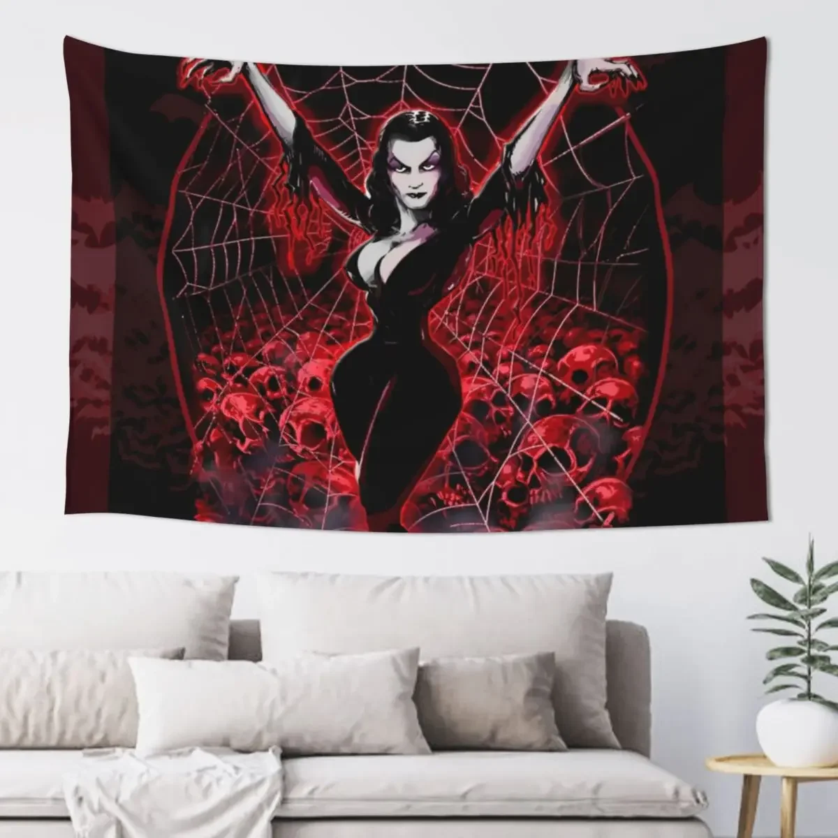 Vampira Spider web gothic Tapestry Room Decor Aesthetic Aesthetic Room Decoration Tapestry