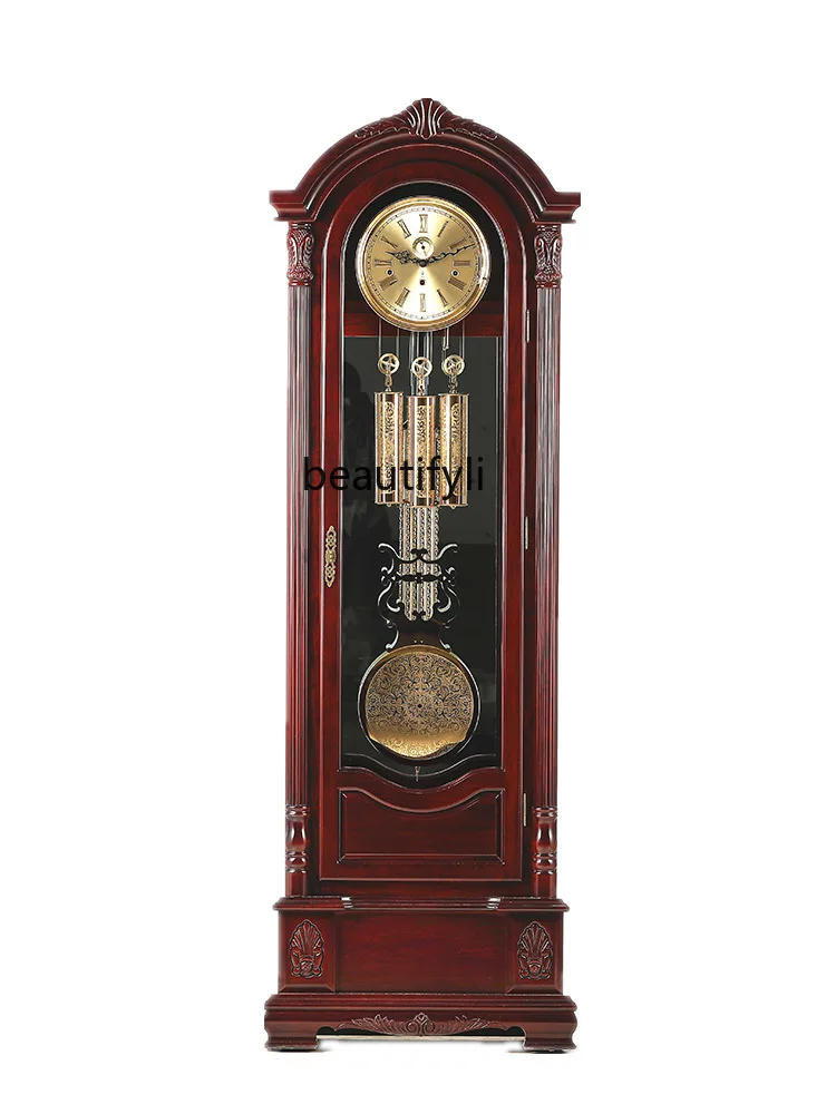 Chinese High-End Movement the Grandfather Clock Solid Wood Carving Clock German Hermle Movement Music Time Reporting