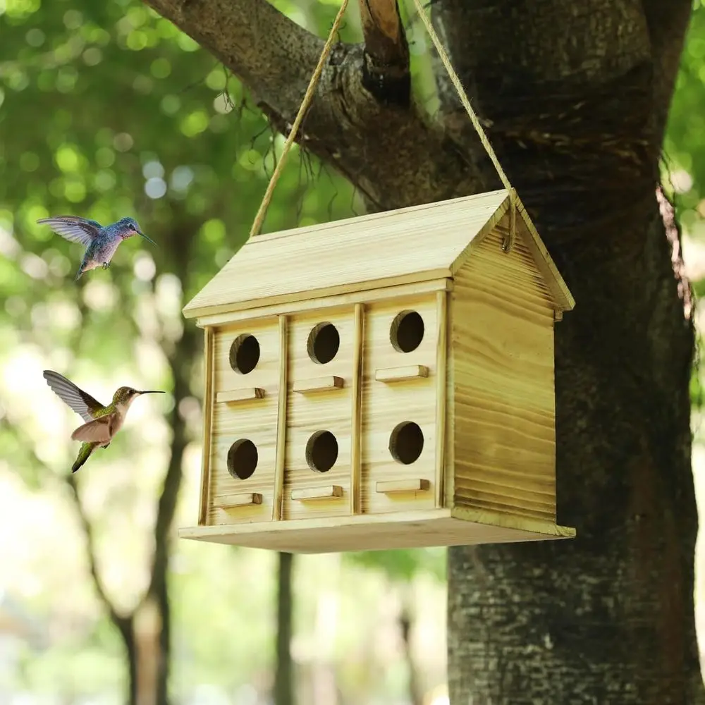 

Large 12-Hole Wooden Birdhouse for Multiple Families - Outdoor Garden Bird Habitat