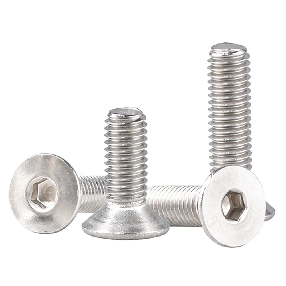 Hex Countersunk Screw M1.6 M2 M2.5 M3 M4 M5 M6 M8 M10 304 Stainless Steel Hexagon Socket Flat Head Allen Bolts Screws 2-100pcs
