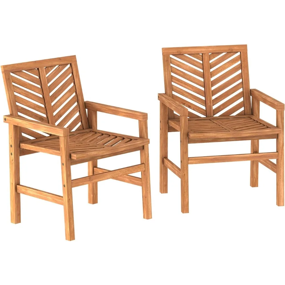 

Outdoor Patio Wood Chair Set, All Weather, Backyard Conversation, Garden, Poolside, Balcony Chairs, Living Room Furniture, 2 Pcs