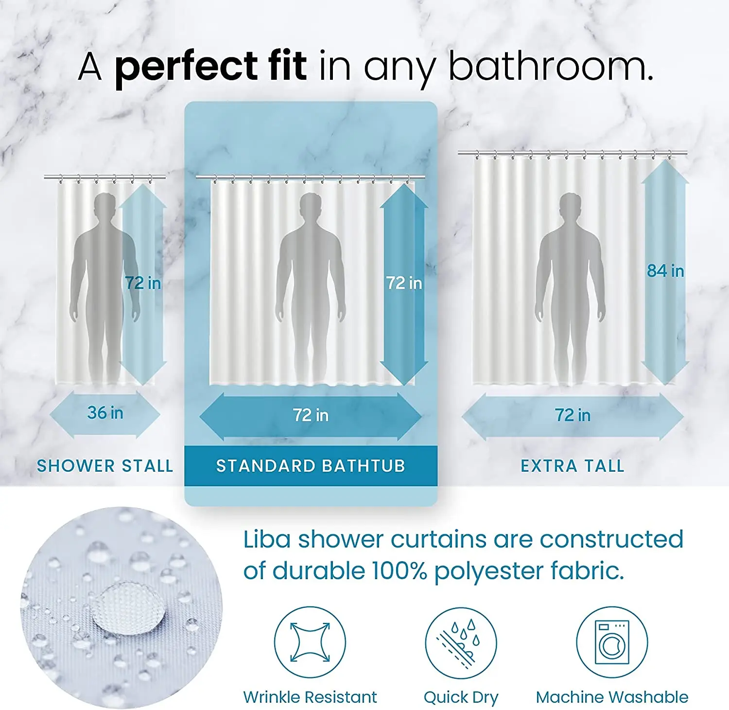 Hotel Bathroom Fabric White Heavy-duty Waterproof Shower Curtain 72 \