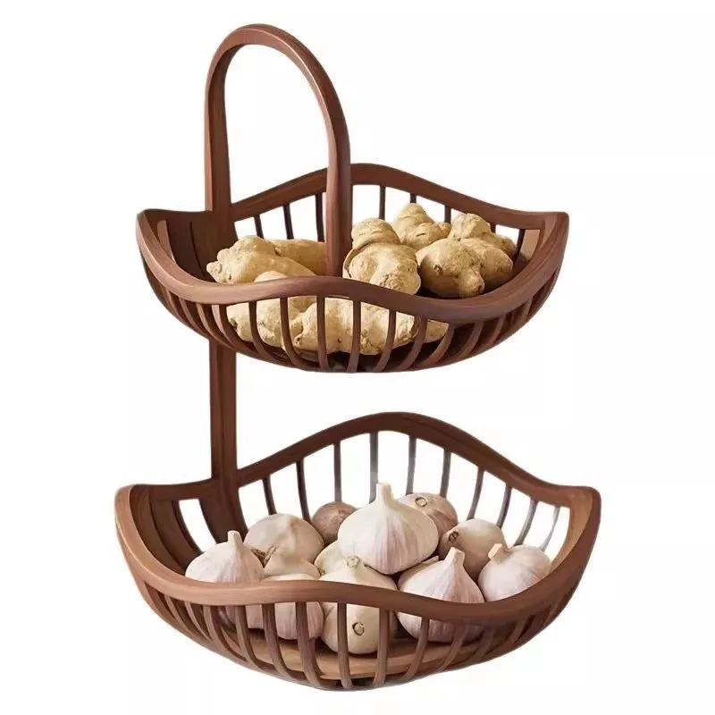 Kitchen, onion, ginger, garlic storage basket, desktop vegetable storage shelf, household multi-functional living room,