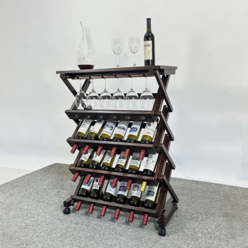 

Walnut Wine Storage Rack 26 Bottles Freestanding Display Rack Designed For Kitchen Pantry Cellar Wooden structure