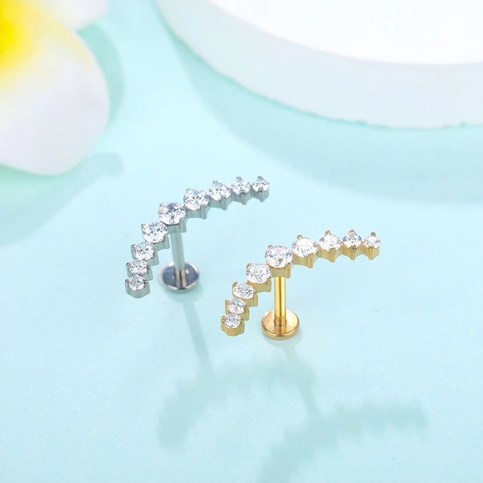 1 Stück G23 Titan Ohr Tragus Ohrstecker Innengewinde CZ Kristall Labret Ring Knorpel Helix Piercing Körperschmuck 16G – Detail 23