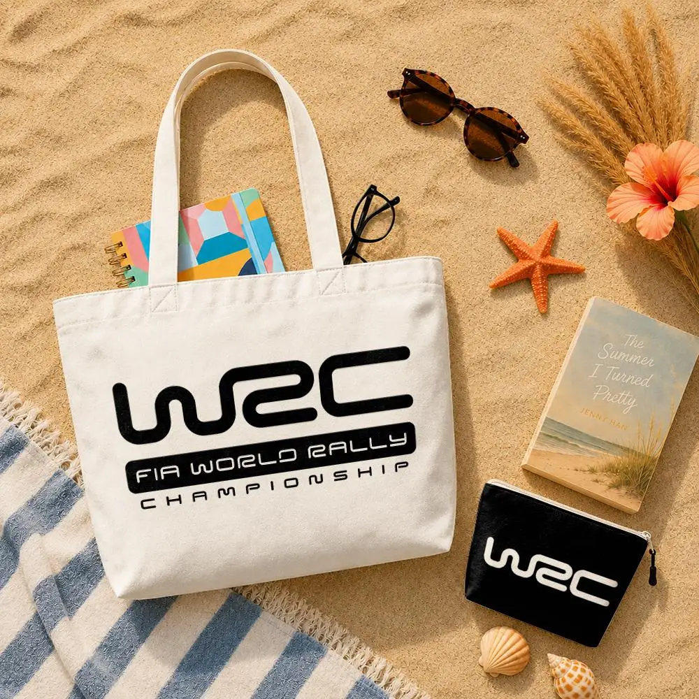 W-WRC Rally R-Racing Storage Bags 2-Piece Set Canvas Tote Bags with Zipper Shoulder Handbags for Daily Shopping Travel