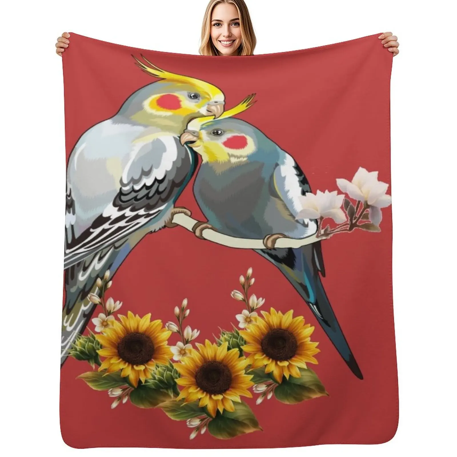 Cockatiel parrot has a gray body Throw Blanket Faux Fur Soft Warm Blanket for Bed