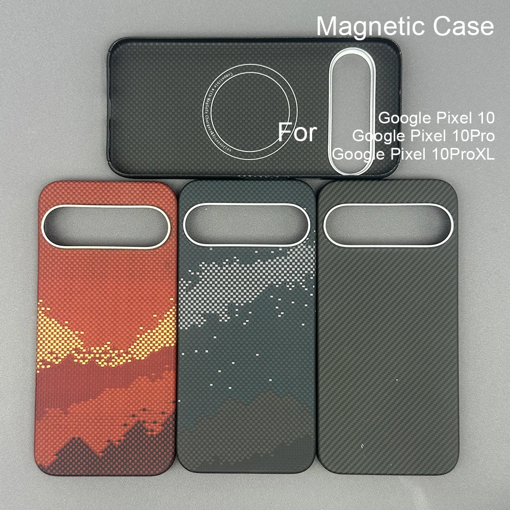 

For Google Pixel 10/10 Pro/10 Pro XL carbon case 600d kevlar aramid fiber fabric ultra thin hard cover magnetic balckSlimlightre