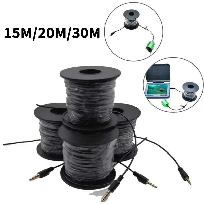 15m/20m/30m Fishing Camera Cable With 3.5mm Earphone For Fish Finder Underwater Camera Cable Data HD/SD Transmission Wire Line