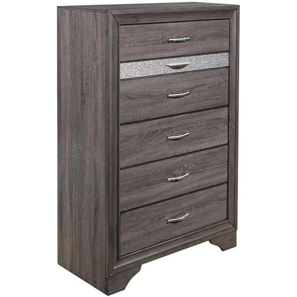 

ern Melamine Wood 6-Der Chest, Sparkle Gray inish, MD and Solid Wood e, Silver-Toned Hardware, lry Ders, Contemporary Bedroom St