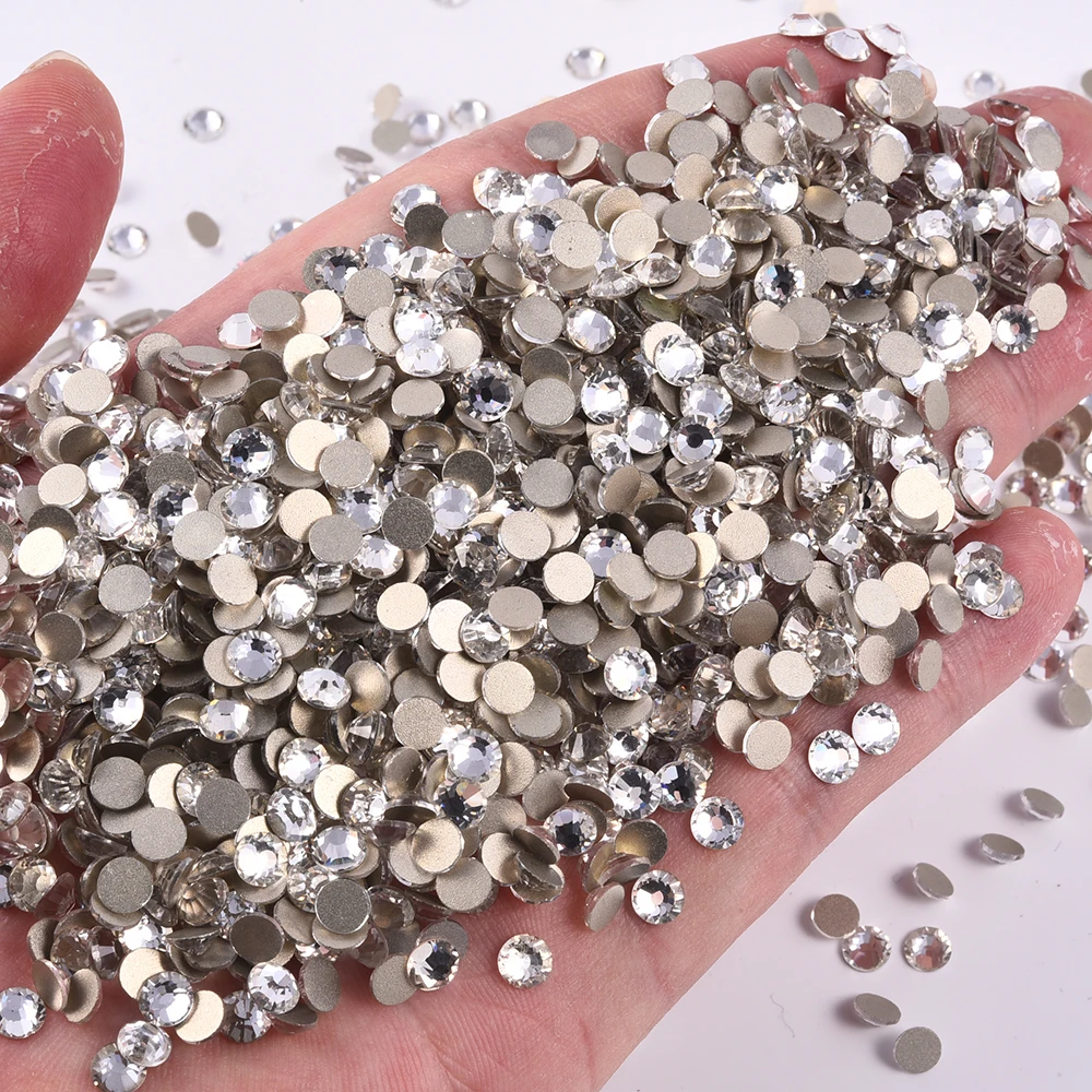 Oleeya Glitzerkristall AB Goldbasis Nicht Hot Fix Strasssteine SS3-SS50 FlatBack Strass Nähen Stoff Kleidungsstück Nail Art Dekorationen – Detail 4