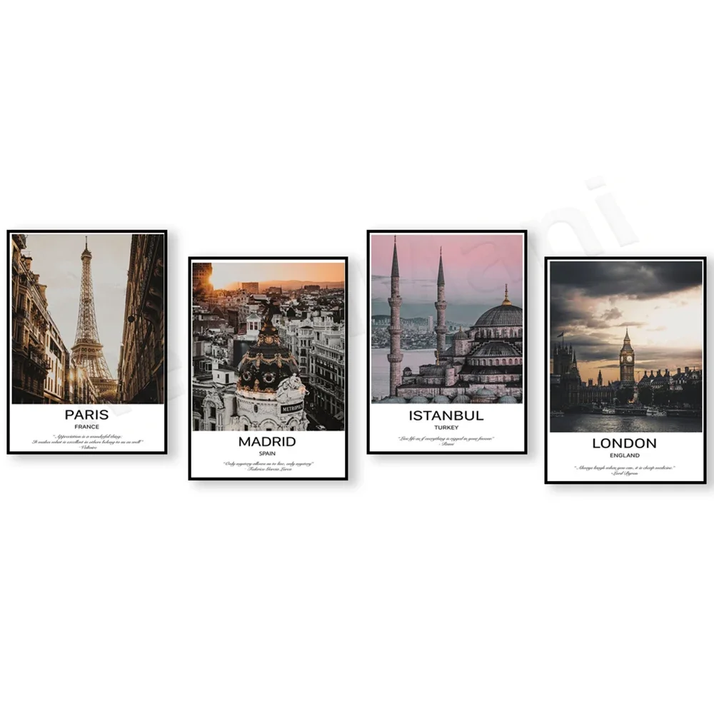City of London, Places Travel UK, Byron, Paris, Istanbul, Madrid, Spain travel attractions poster